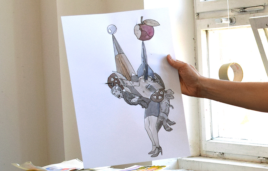 Workshop EXPERIMENTAL DRAWING: Caricature: Faces in the crowd – Drawing from collage by Emily Hunt