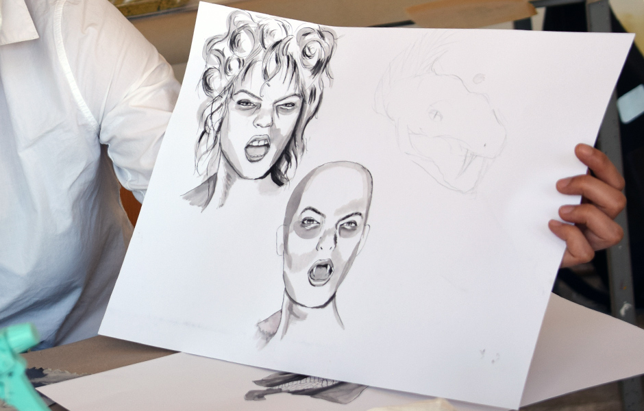 Workshop EXPERIMENTAL DRAWING: Caricature: Faces in the crowd – Drawing from collage by Emily Hunt