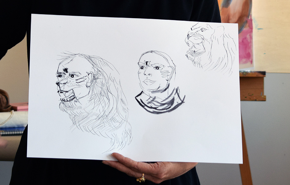 Workshop EXPERIMENTAL DRAWING: Caricature: Faces in the crowd – Drawing from collage by Emily Hunt