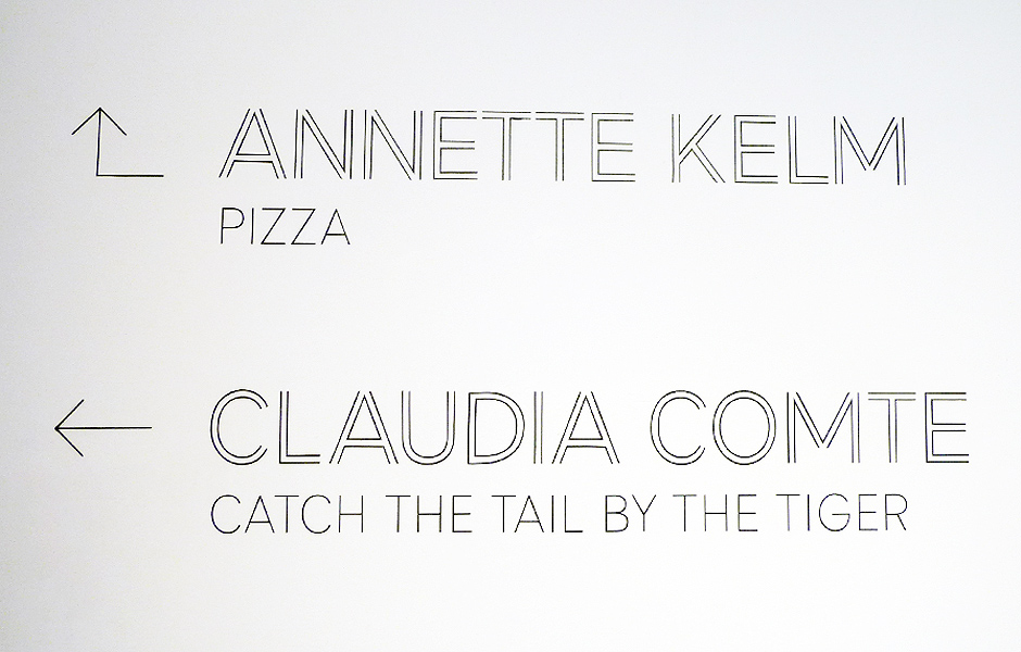 Besuch PIZZA von Annette Kelm & CATCH THE TAIL BY THE TIGER von Claudia Comte