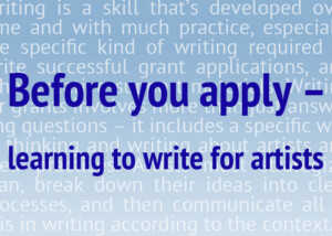 Workshop BEFORE YOU APPLY: Learning to Write for Artists by Mitch Speed